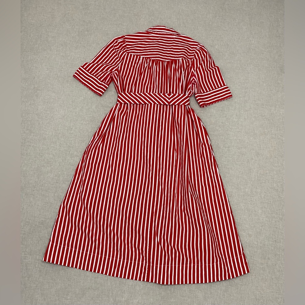 Anthropologie Maeve Kiana Red & White Striped Midi Dress Sz S Button Front - Picture 4 of 15